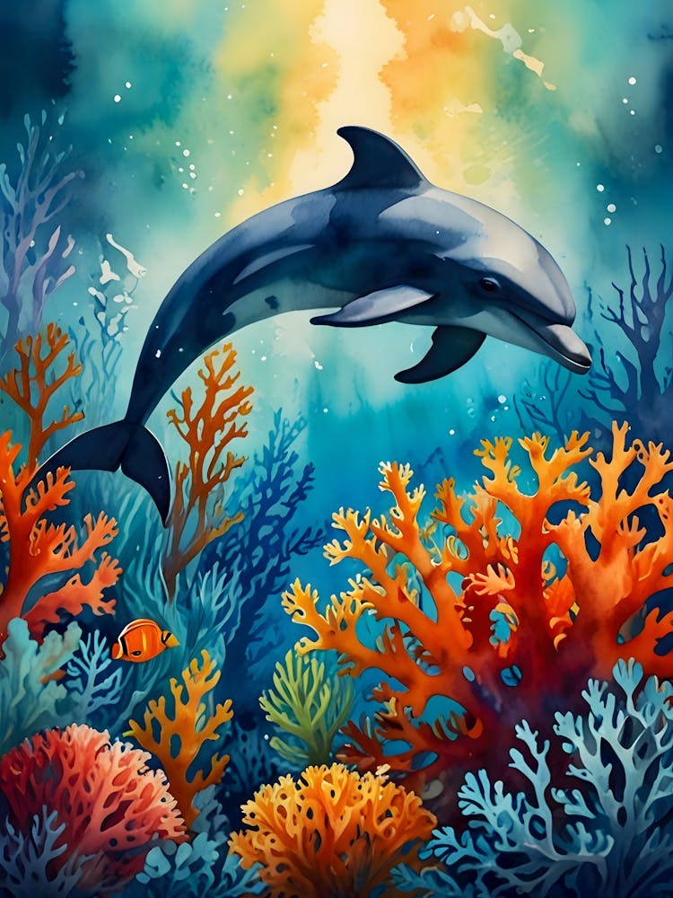 Graceful Dolphin in Coral Paradise