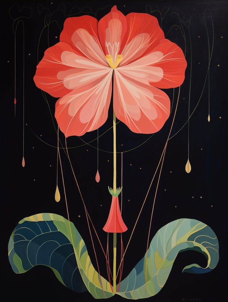 Amaryllis 1 Hilma Af Klint Inspired Flower Illustration