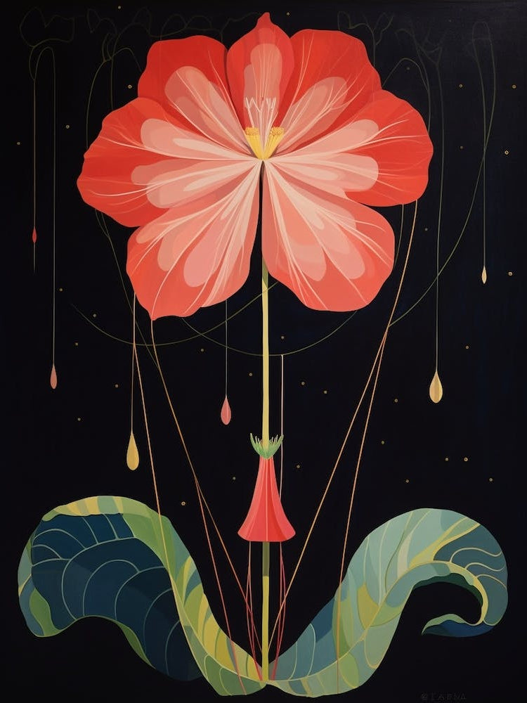 Amaryllis 1 Hilma Af Klint Inspired Flower Illustration