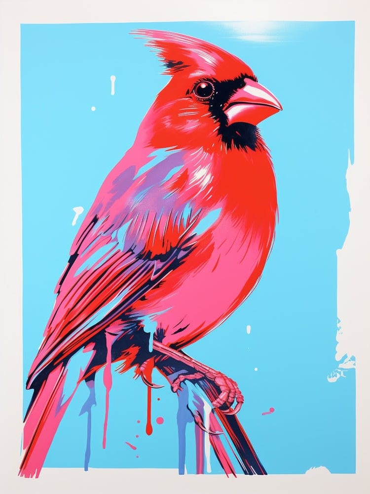 Andy Warhol Style Bird Cardinal 3