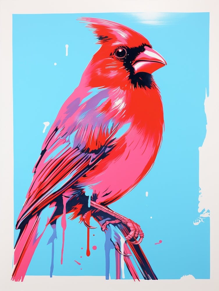 Andy Warhol Style Bird Cardinal 3