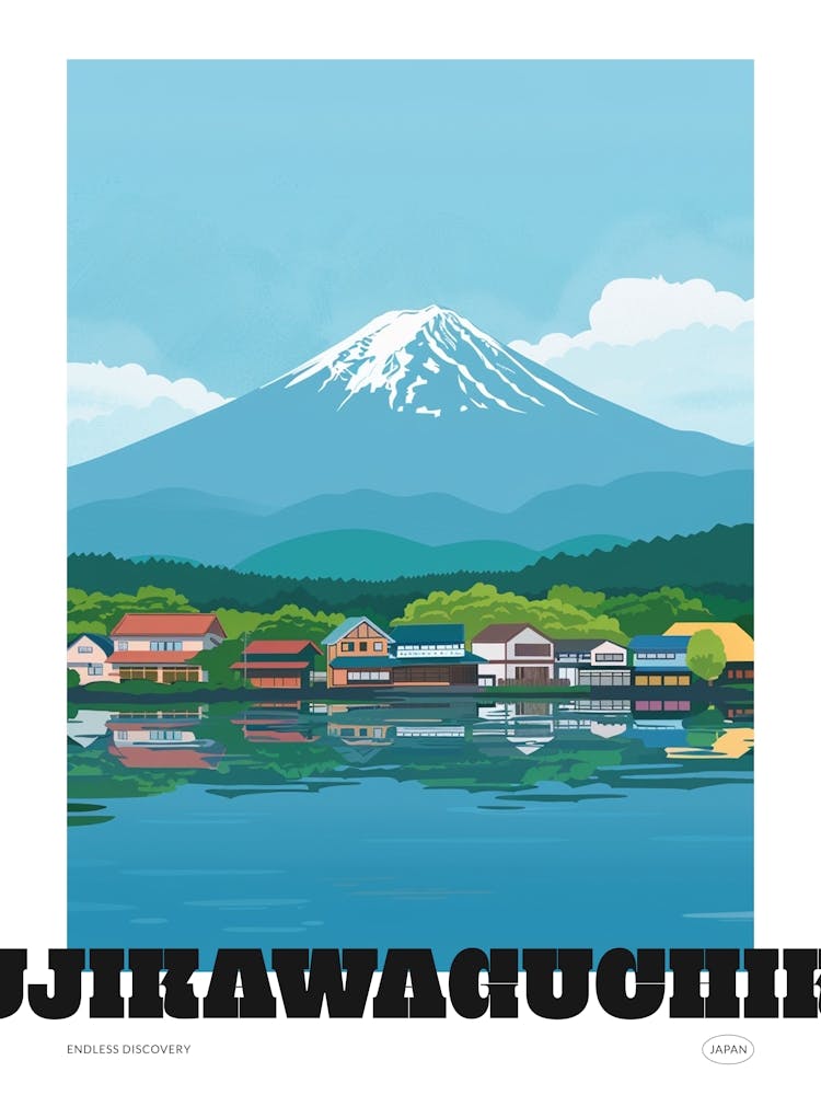 Fujikawaguchiko Japan Colourful Travel Poster