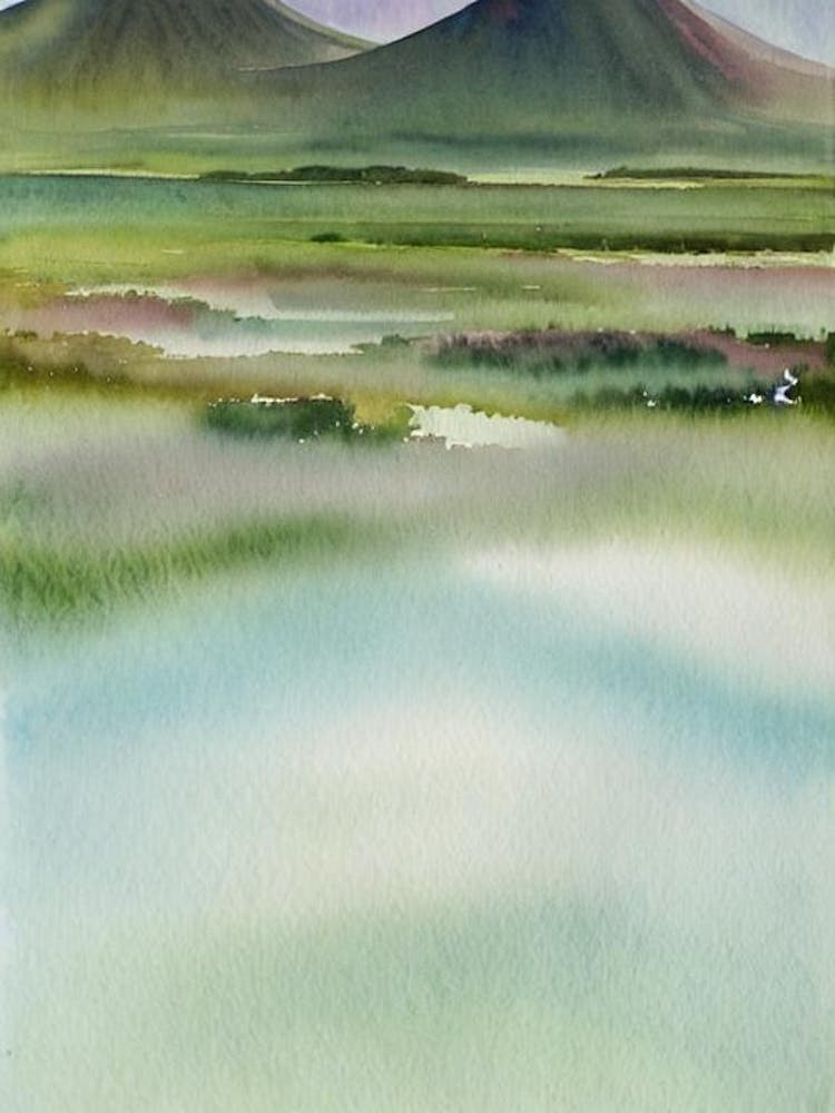 Timanfaya National Park Spain Water Colour Poster