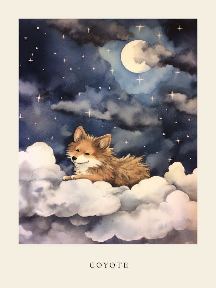Coyote 2 Sleeping In The Clouds Nursery Poster