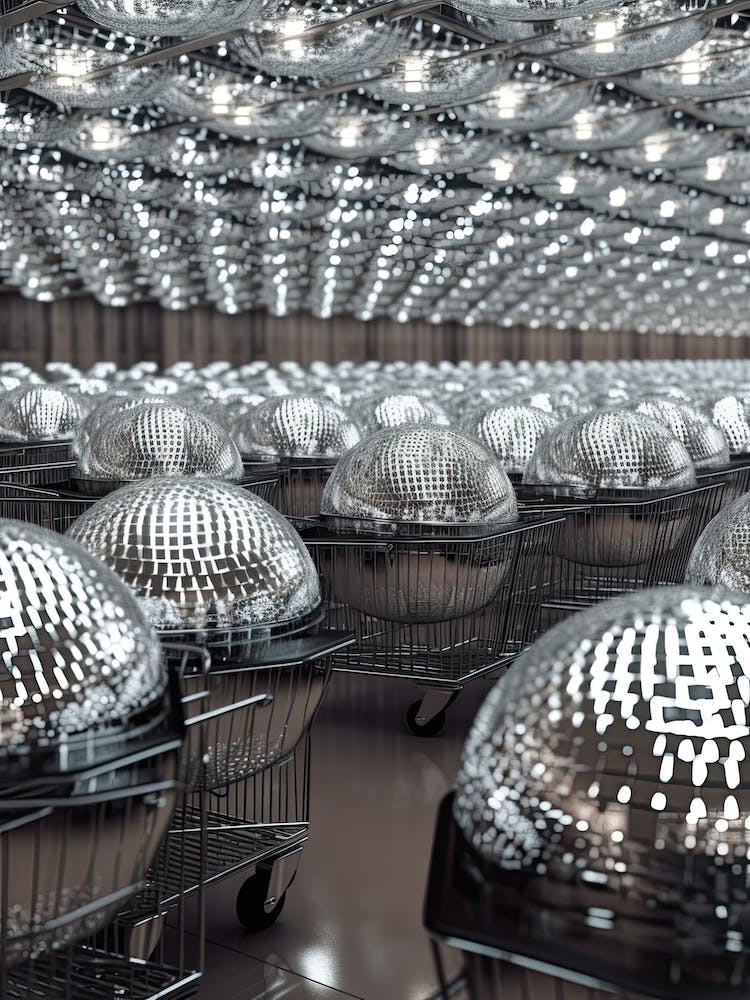 Disco Balls In Supermarket Carts 0