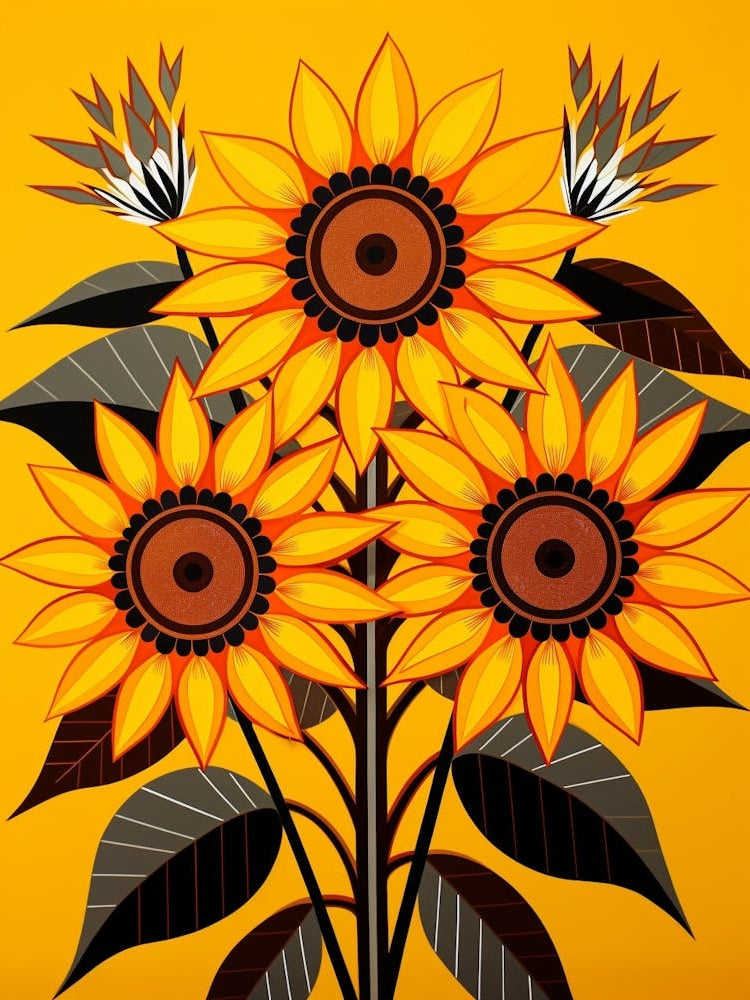 Flower Motif Painting Sunflower 1