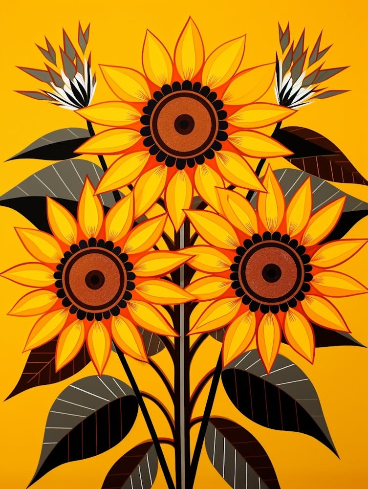 Flower Motif Painting Sunflower 1
