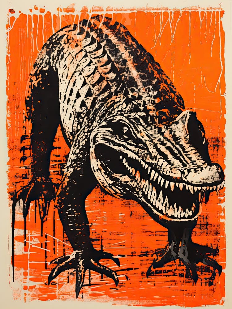 Alligator, Woodblock Animal Drawing 1