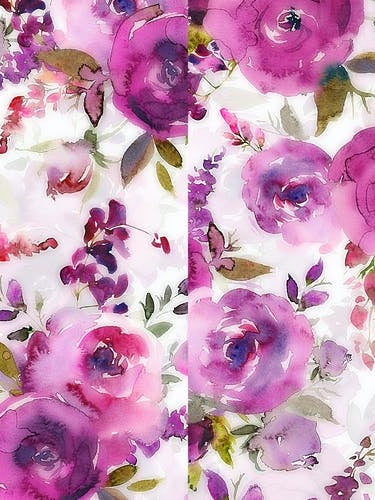 Lush Purple Watercolor Roses