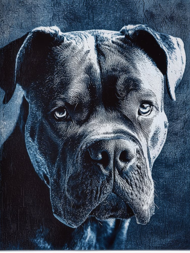 Blue Dog Canvas Print.Generated AI. Wall