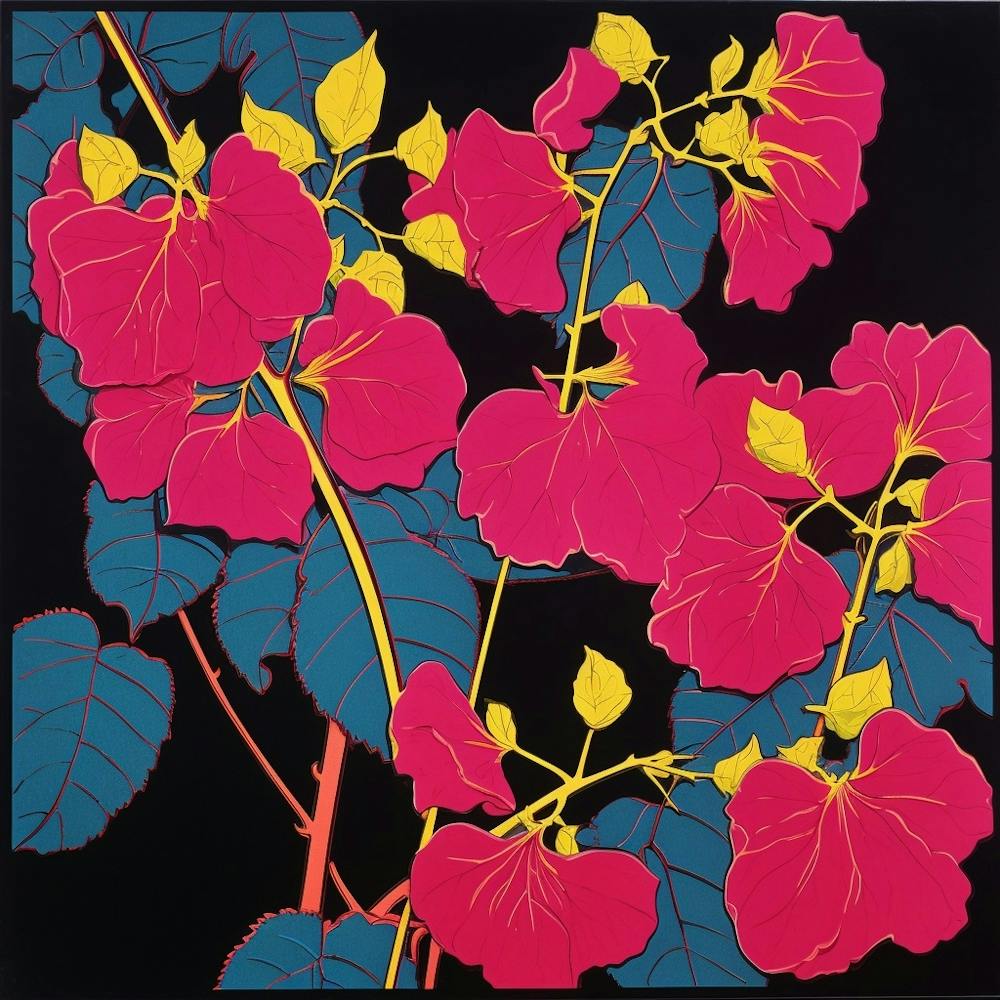 Bougainvillea 2 Pop Art Illustration Square