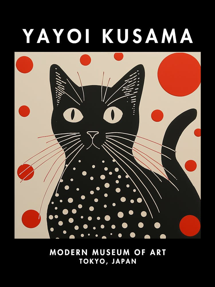 Yayoi Kusama Inspired Black Cat