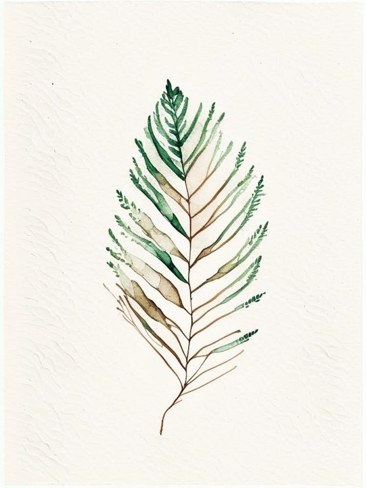 Cedar Leaf Minimalist Watercolour 1