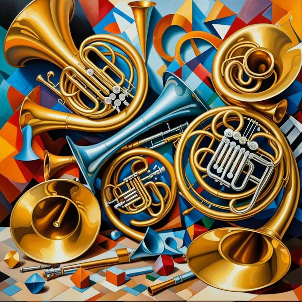 French Horns Cubism Style