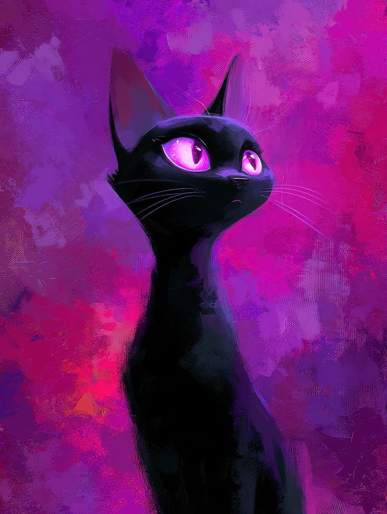 Black Cat With Purple Eyes