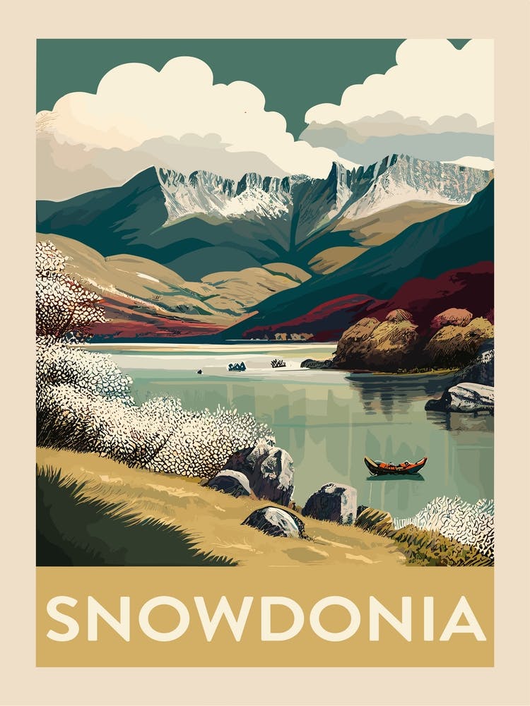 Snowdonia Affiche de voyage vintage