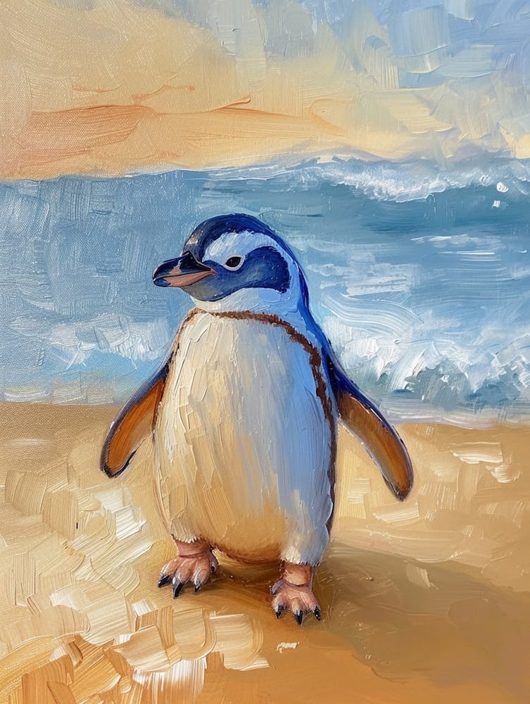 Adlie Penguin Gold Harbour Oil Painting 3