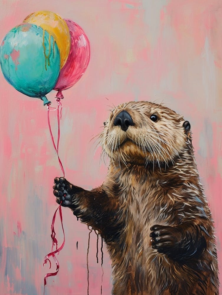 Cute Sea Otter 3 With Balloon