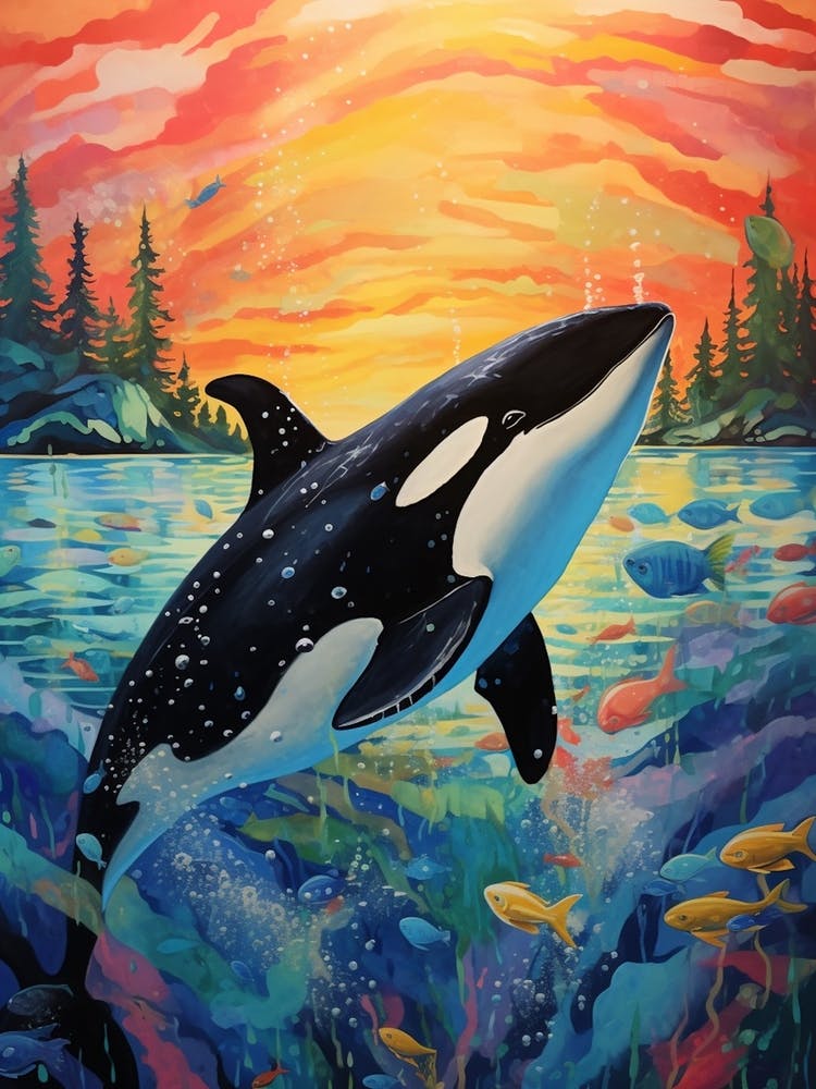 Surreal Orca Whale And Forest 1