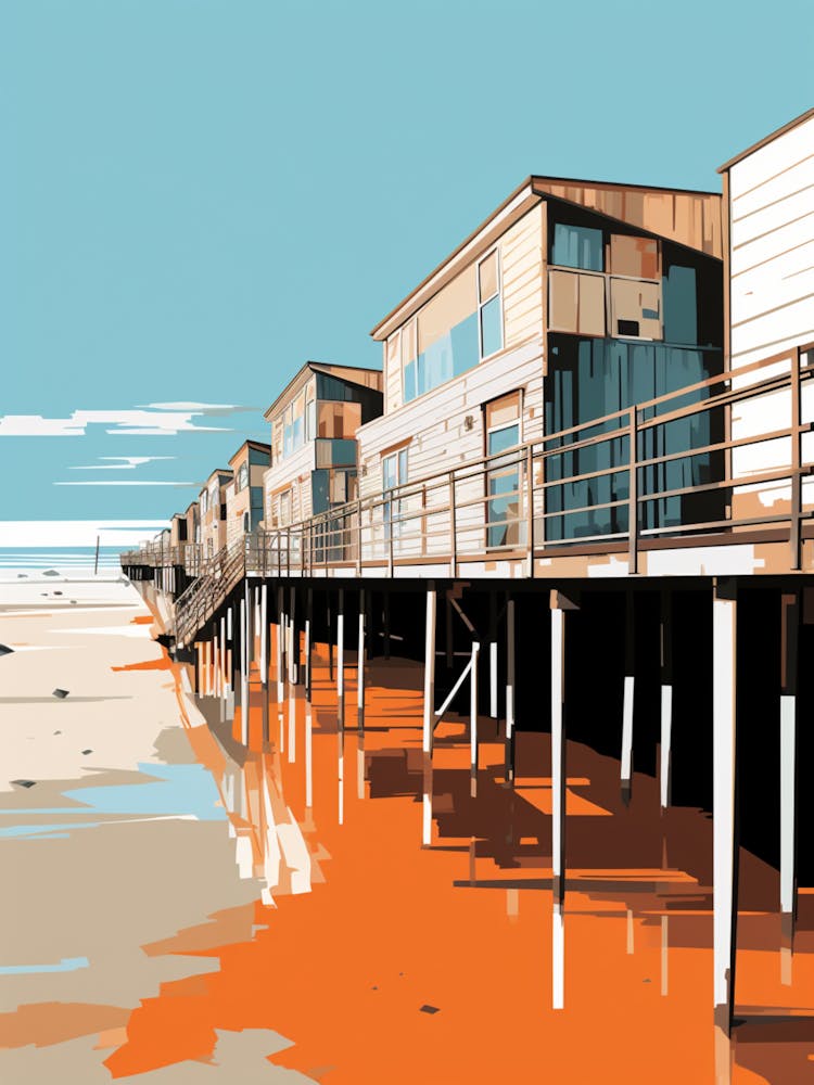 Abstract Illustration Of Southend On Sea Beach Essex Orange Hues 3