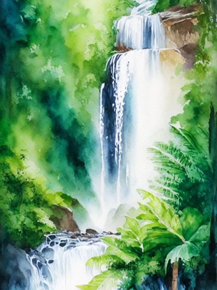 Nauyaca Waterfalls, Costa Rica Water Colour  (1)