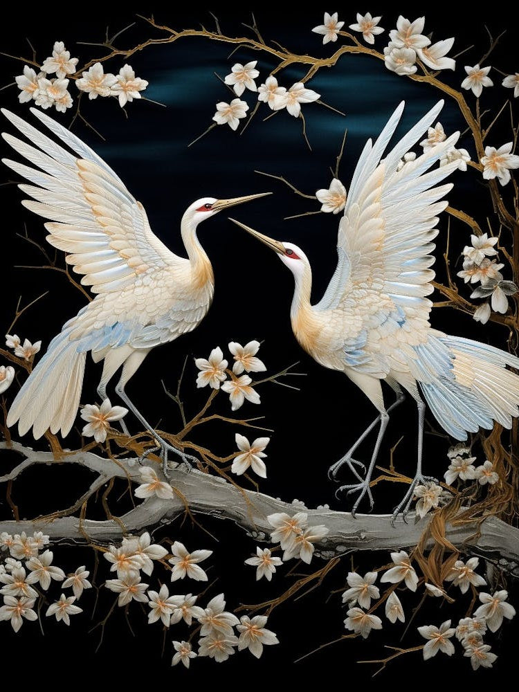 Crane Tsuru Japanese Style Illustration 3