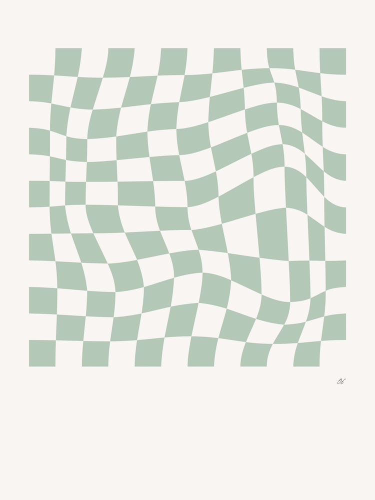 Wavy Checkered Pattern Poster Seafoam