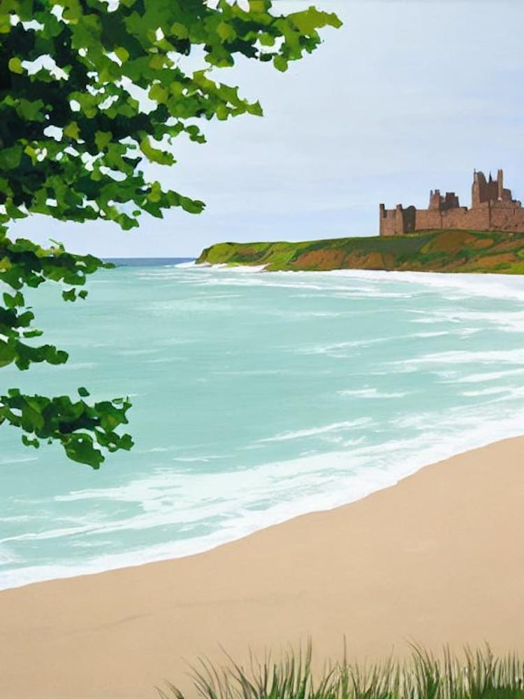 Bamburgh Beach, Northumberland Contemporary Illustration 1 