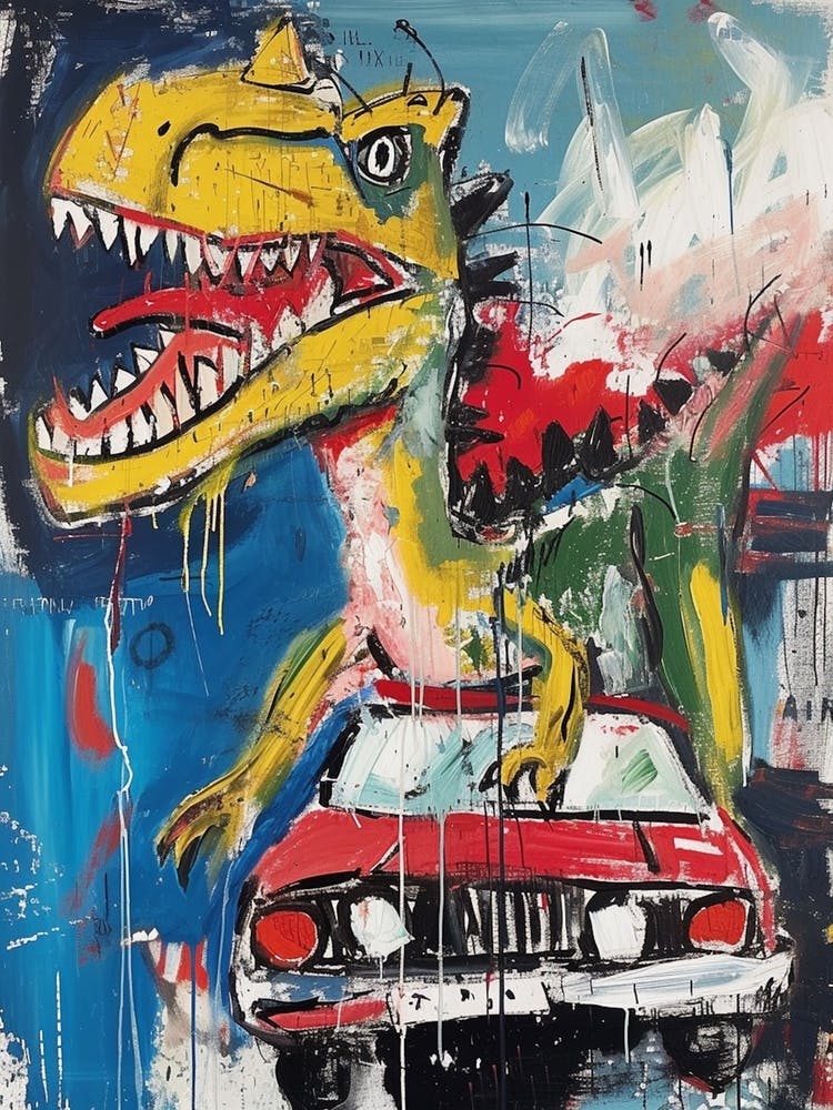 Abstract Dinosaur Paint Splash In Car 2