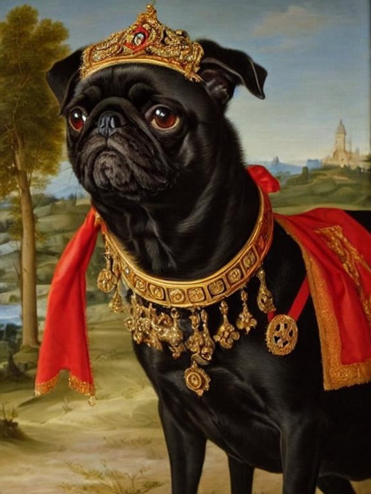 Pug Renaissance Portrait Oil Painting