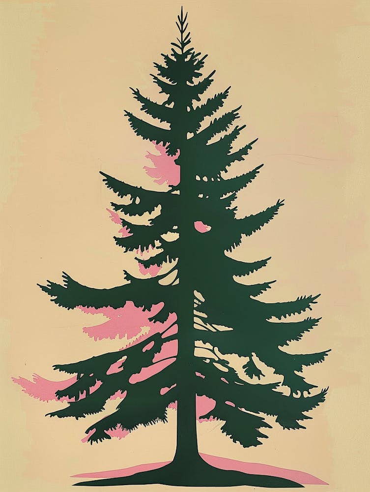 Douglas Fir Tree Illustration Colourful 2