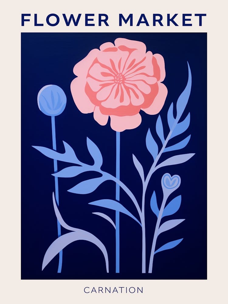 Blue Flower Market Poster Carnation 4