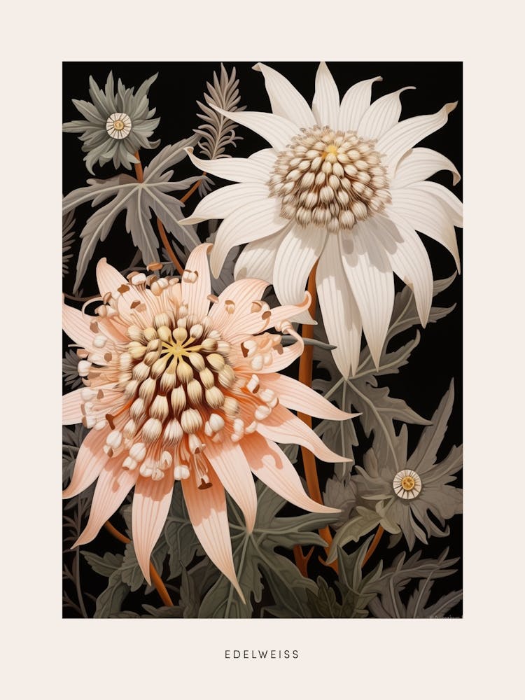 Blumenillustration Edelweiß 4 Poster