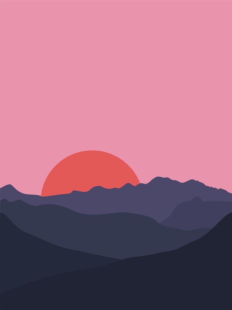 Burning Bright Minimalist Pink And Dark Blue