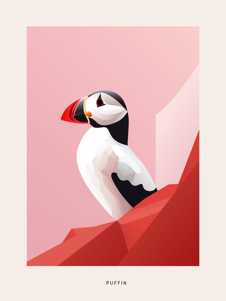 Minimalist Puffin 3 Bird Poster