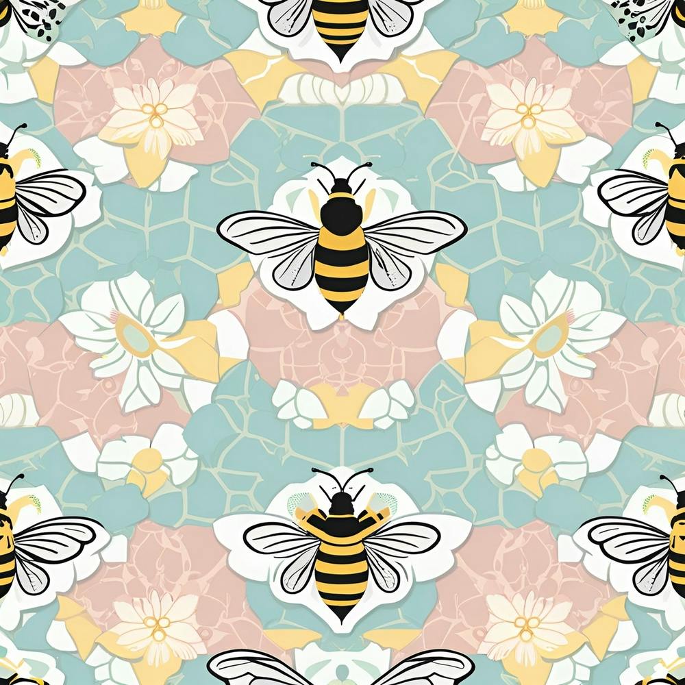 Seamless Pattern With Bees