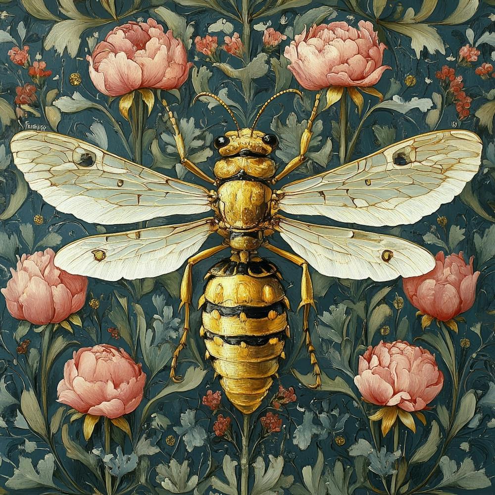 Bee And Flowers Art