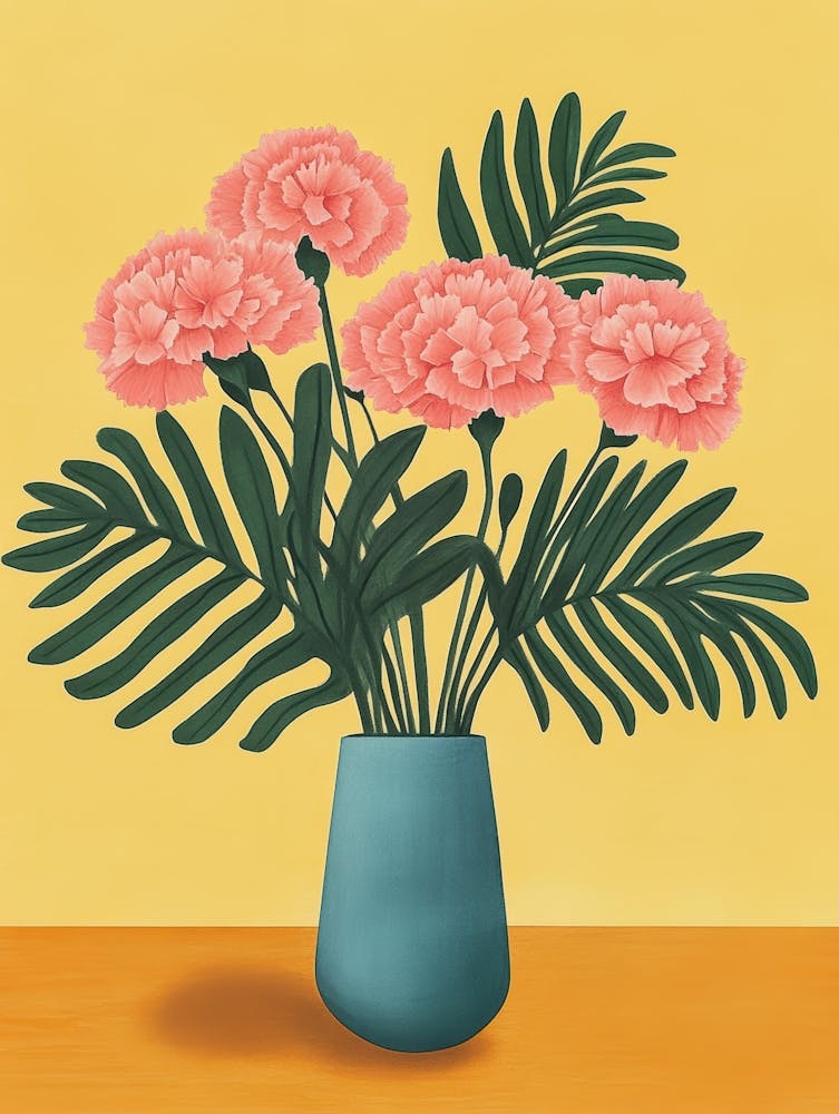 Pink Carnations In A Vase