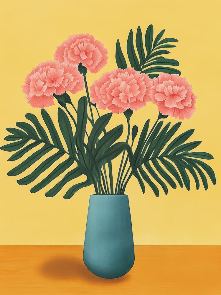 Pink Carnations In A Vase