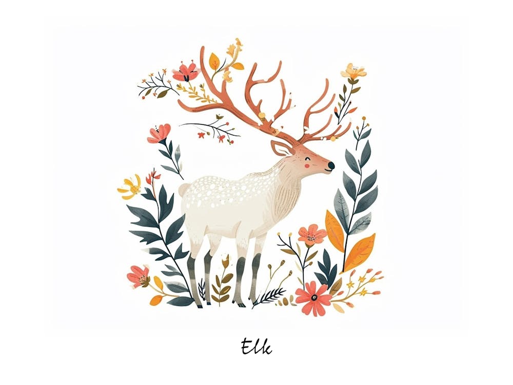 Little Floral Elk 3 Poster