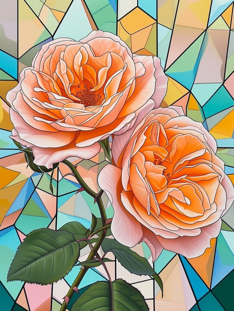 English Roses Painting Rose Geometric 8