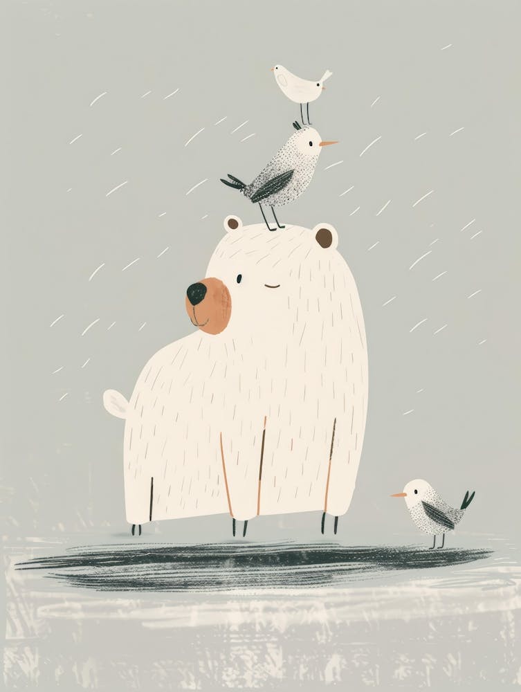 Polar Bear And Birds 3