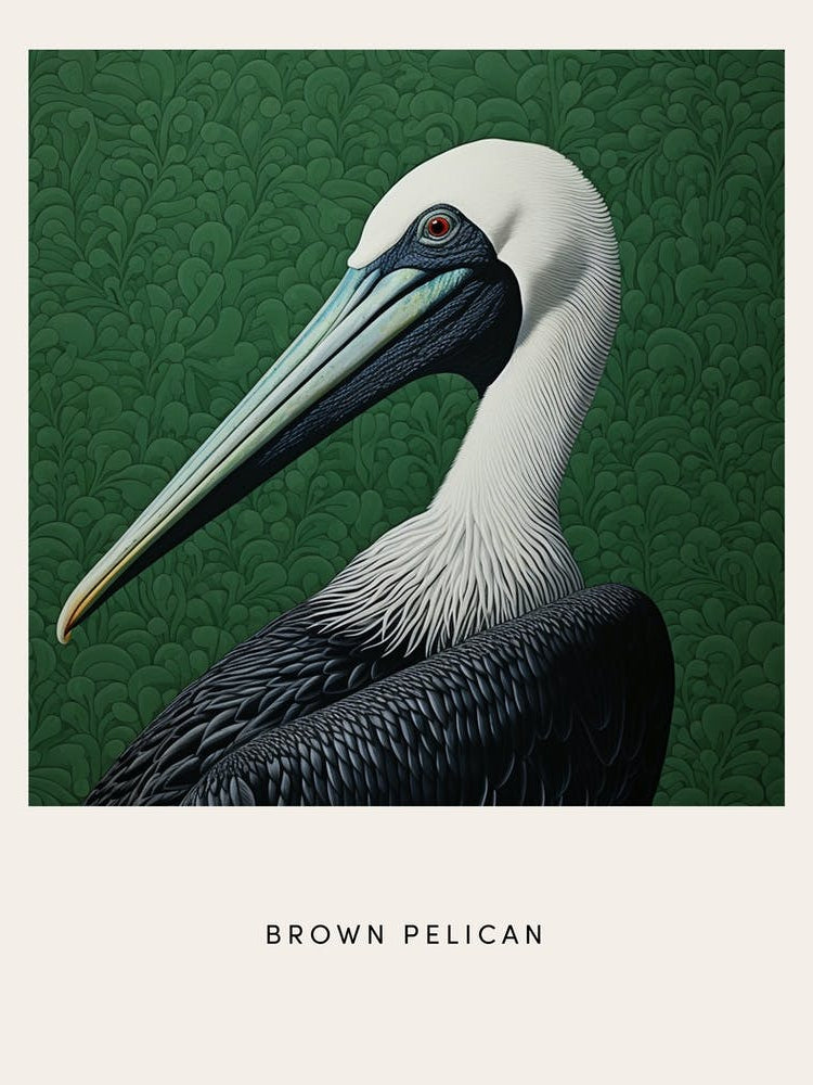 Ohara Koson Inspired Bird Painting Brown Pelican 2 Poster