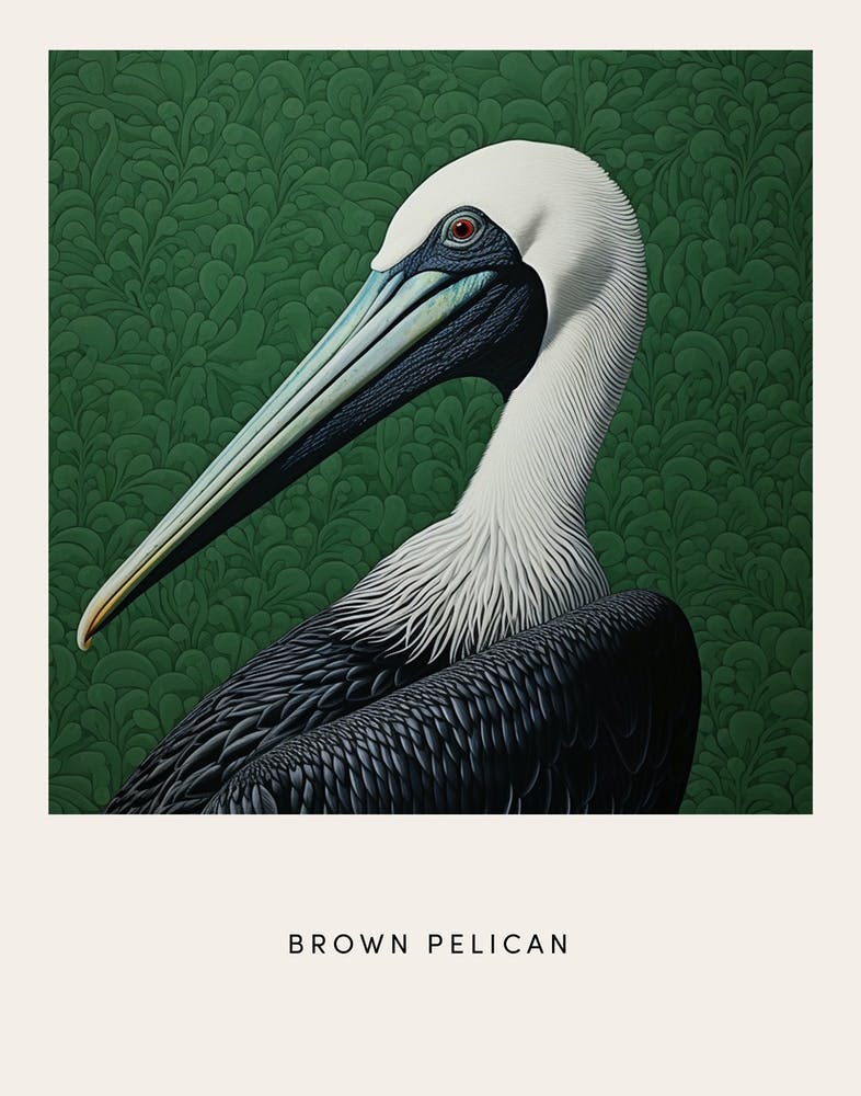 Ohara Koson Inspired Bird Painting Brown Pelican 2 Poster