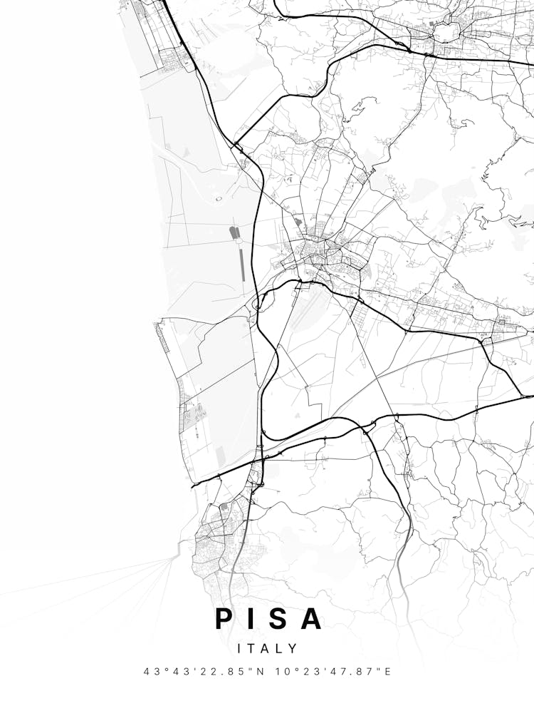 Pisa Italy White Map