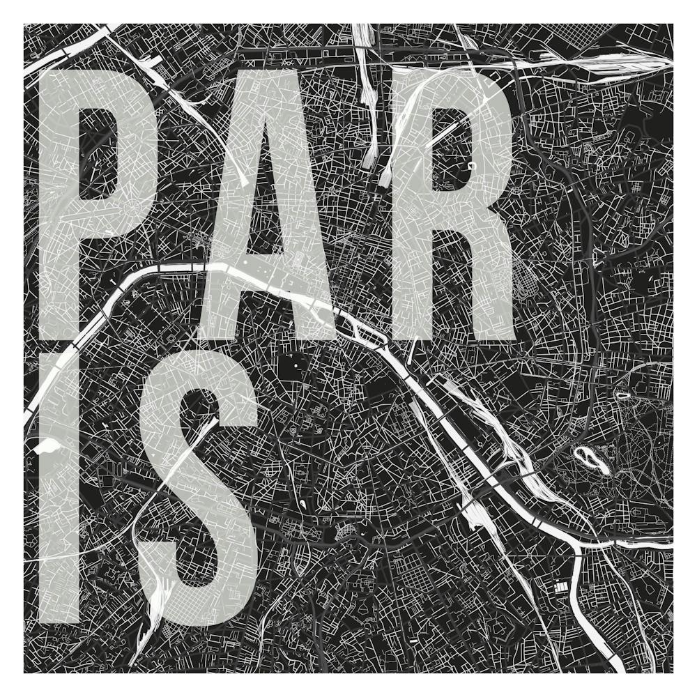 Paris Mono Street Map Text Overlay Square