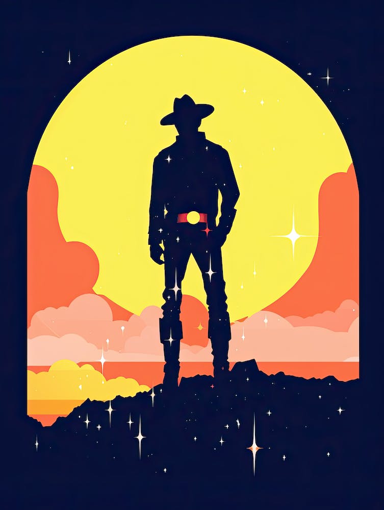 Silhouette de Cowboy, art minimaliste