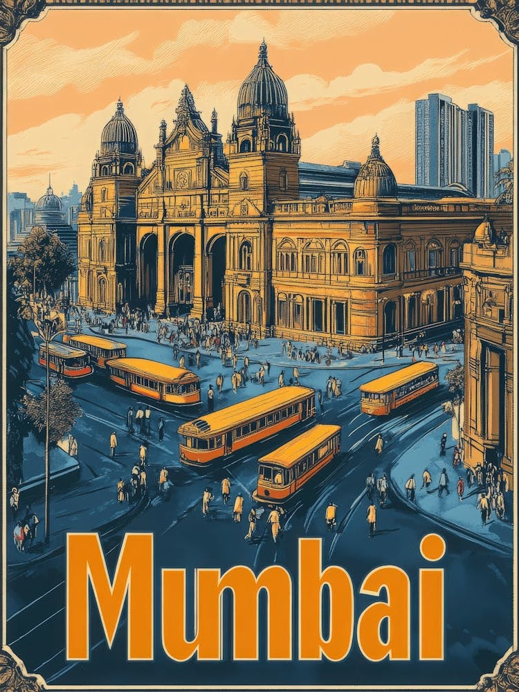 Aihrgdesign A Retro Travel Poster For Mumbai 4