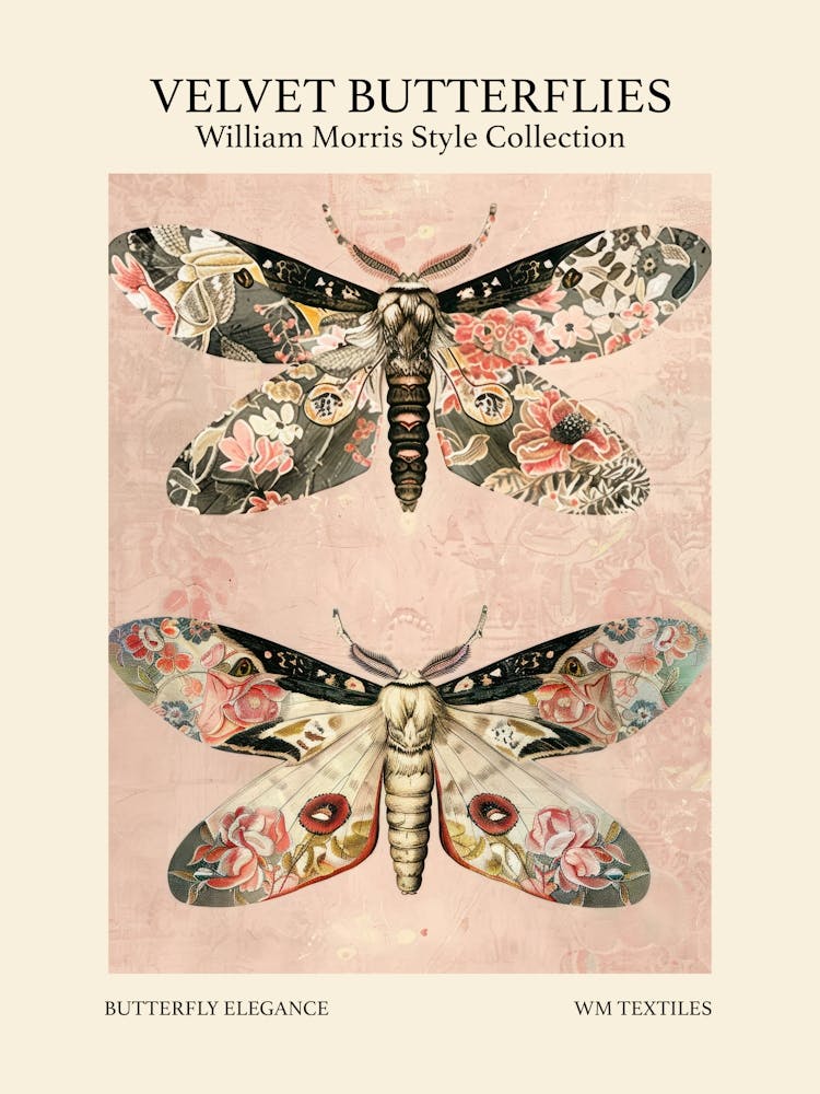 Velvet Butterflies Collection Butterfly Elegance William Morris Style 1