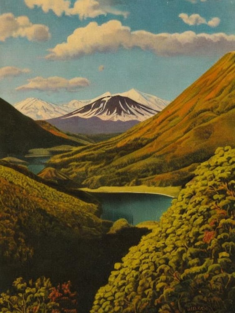 Tongariro National Park 2 Neuseeland Vintage-Poster